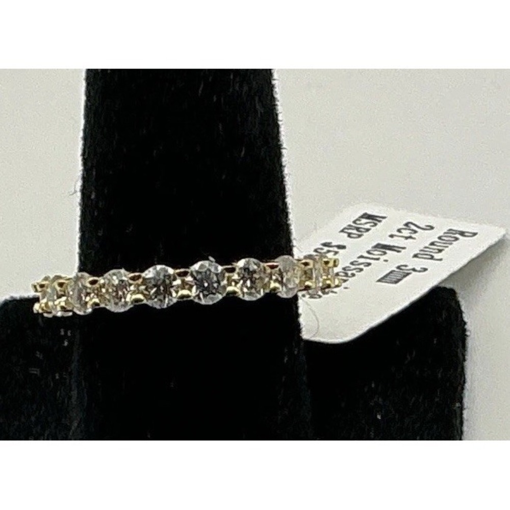 Moissanite Eternity Band Ring Size 5 Sterling Silver Gold Tone 2ct 3mm Stones